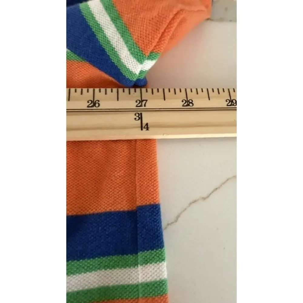 Polo Ralph Lauren Polo Shirt Mens 2XB Orange Stripe Big Pony Cotton Classic Golf
